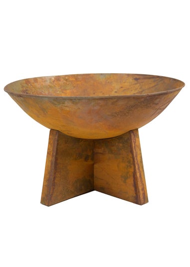 Charles Bentley Oxidized Rust Finish Fire Pit Minimalist Design Outdoor Use