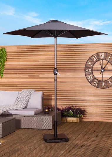 Charles Bentley Garden Patio Market Umbrella Parasol Crank Function Black