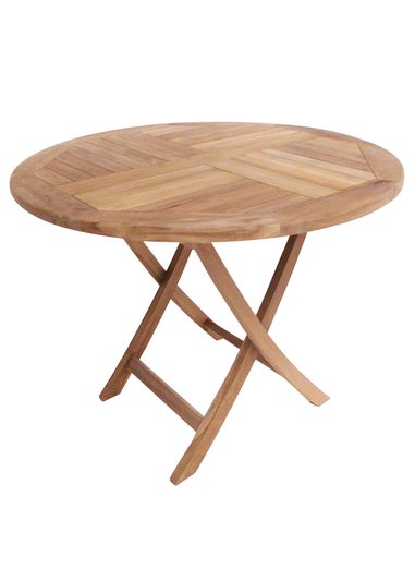 Charles Bentley 2-4 Seater Solid Wooden Teak Round Table Garden Foldable Patio