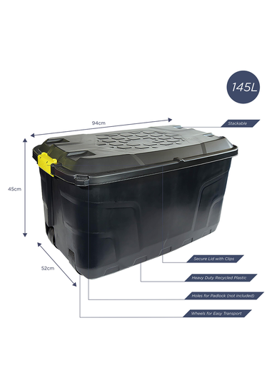 Charles Bentley Heavy Duty Trunk on Wheels Black