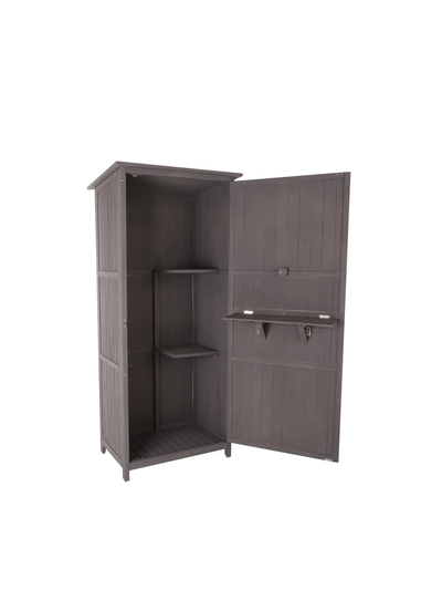 Charles Bentley FSC Wooden Storage Shed Grey Tall Outdoor