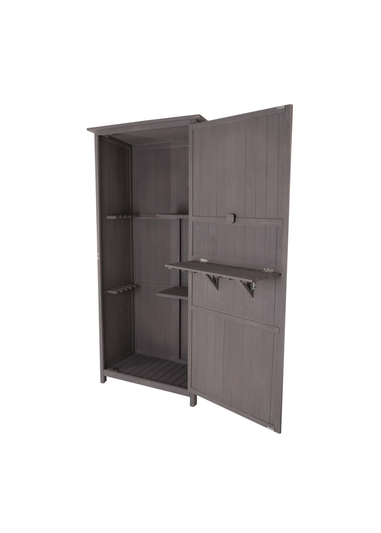 Charles Bentley FSC Wooden Storage Shed Grey Tall Outdoor