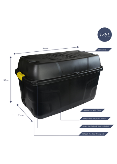 Charles Bentley Heavy Duty Trunk on Wheels Black