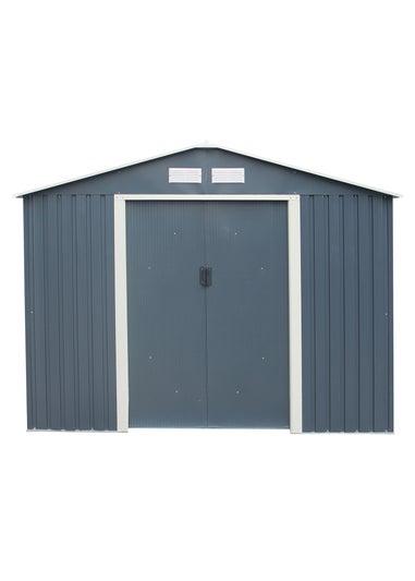 Charles Bentley Grey Metal Garden Storage Shed Zinc Floor Frame (W8ft x D6ft)