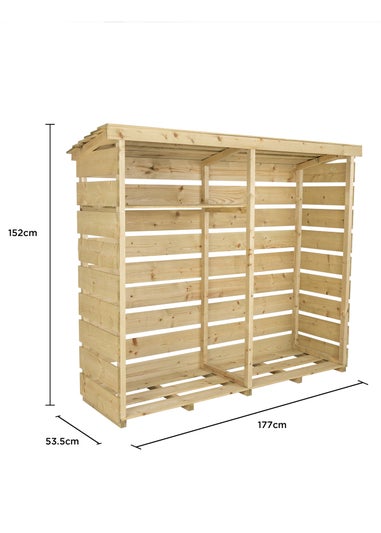 Charles Bentley FSC Nordic Spruce Wood Double Log Store Firewood Storage Heavy