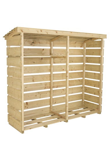 Charles Bentley FSC Nordic Spruce Wood Double Log Store Firewood Storage Heavy