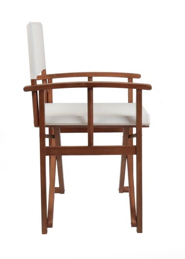 Charles Bentley FSC Wooden Pair of Folding Directors Chairs Cream Pop-Up Garden