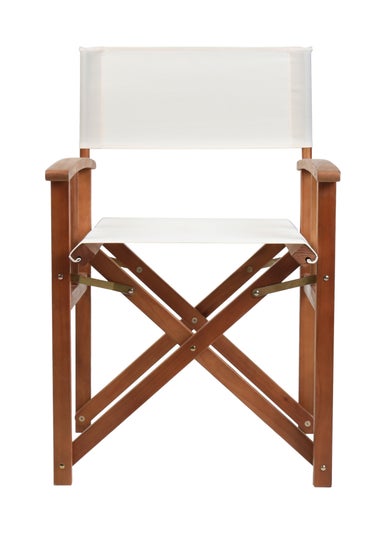 Charles Bentley FSC Wooden Pair of Folding Directors Chairs Cream Pop-Up Garden