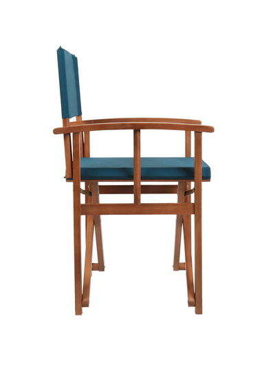 Charles Bentley FSC Wooden Pair of Folding Directors Chairs Teal Pop-Up Garden
