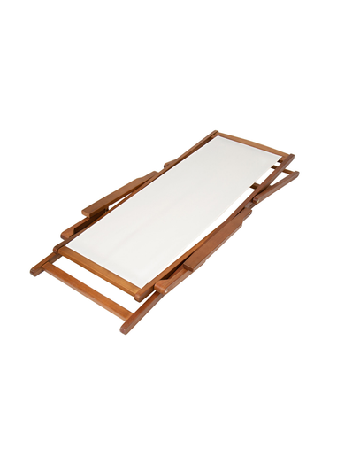 Charles Bentley Folding FSC Eucalyptus Wooden Deck Chair Beach Sun Lounger Cream