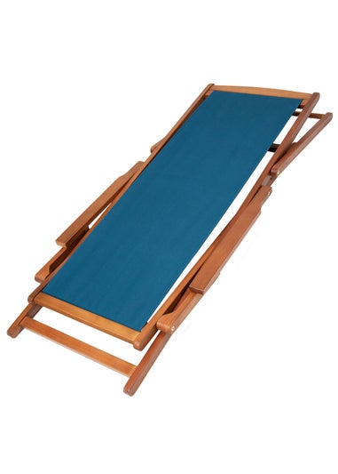 Charles Bentley Folding FSC Eucalyptus Wooden Deck Chair Beach Sun Lounger Teal