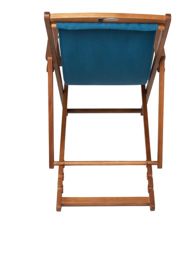 Charles Bentley Folding FSC Eucalyptus Wooden Deck Chair Beach Sun Lounger Teal