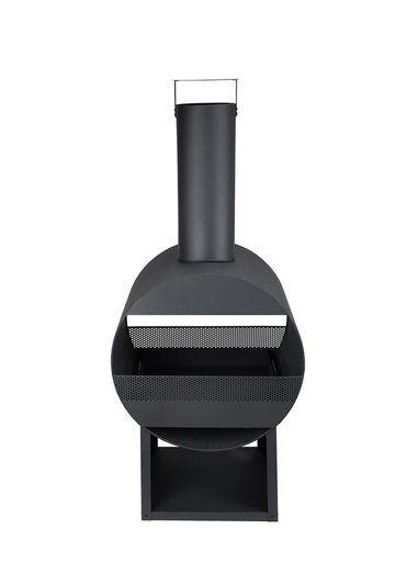 Charles Bentley Black Powder Coated Steel Modern Patio Heater Chimenea