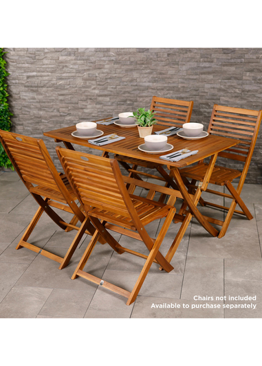 Charles Bentley FSC Acacia Hardwood Rectangular Folding Table (H74cm x W120cm x D70cm)