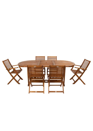 Charles Bentley FSC Acacia Hardwood Furniture Set with Extendable Table (6 Seater)