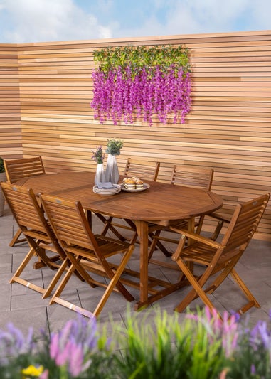 Charles Bentley FSC Acacia Hardwood Furniture Set with Extendable Table (6 Seater)