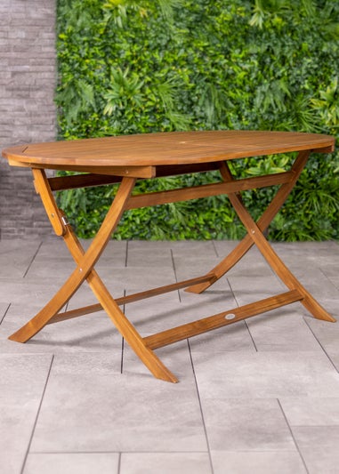 Charles Bentley FSC Acacia Wooden Furniture Patio Oval Table & 6 Chairs (7 Piece)