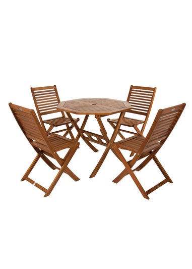 Charles Bentley FSC Acacia Wooden Octagonal Table & Chairs Set (5 Piece)