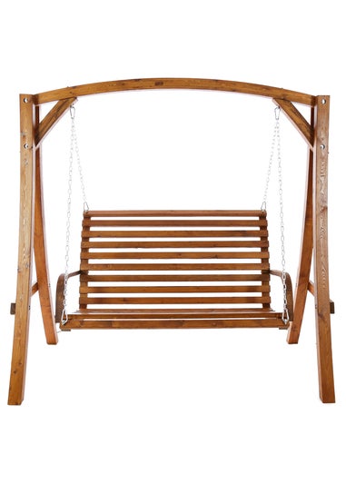Charles Bentley 2-3 Seater Larch Wooden Garden Outdoor Swing Seat Bench Hammock