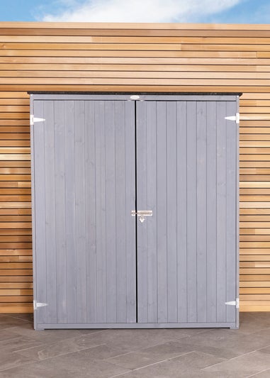 Charles Bentley FSC Garden Chest Storage Shed Grey Wooden (H155cm x L55cm x W138cm)