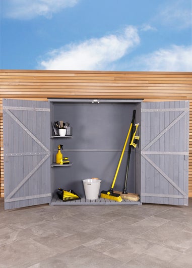 Charles Bentley FSC Garden Chest Storage Shed Grey Wooden (H155cm x L55cm x W138cm)