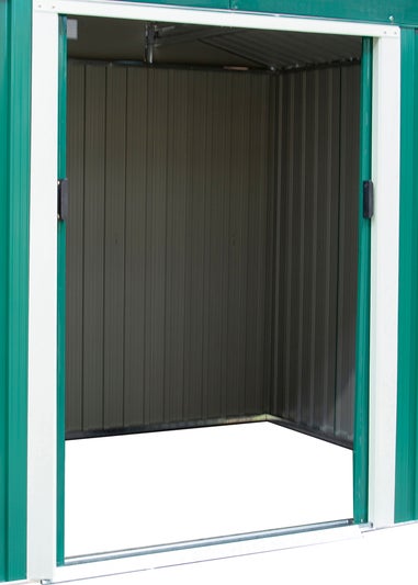 Charles Bentley Green Metal Garden Storage Shed Zinc Floor Frame (W8ft x D6ft)