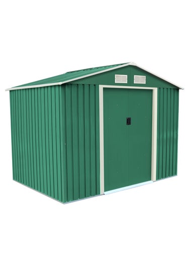 Charles Bentley Green Metal Garden Storage Shed Zinc Floor Frame (W8ft x D6ft)