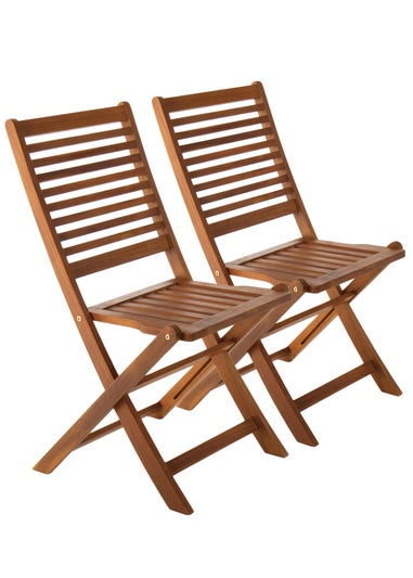 Charles Bentley FSC Acacia Wood Pair of Outdoor Foldable Chairs (H87.5cm x W46cm x D54cm)