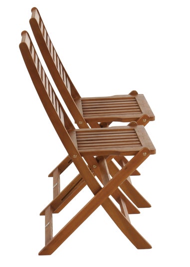 Charles Bentley FSC Acacia Wood Pair of Outdoor Foldable Chairs (H87.5cm x W46cm x D54cm)
