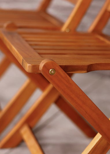 Charles Bentley FSC Acacia Wood Pair of Outdoor Foldable Chairs (H87.5cm x W46cm x D54cm)