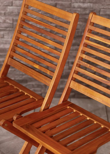 Charles Bentley FSC Acacia Wood Pair of Outdoor Foldable Chairs (H87.5cm x W46cm x D54cm)
