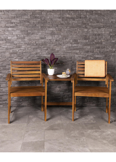 Charles Bentley FSC Acacia Wooden Companion Seat with Parasol Hole Shelf