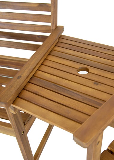Charles Bentley FSC Acacia Wooden Companion Seat with Parasol Hole Shelf