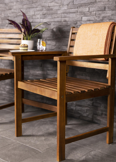 Charles Bentley FSC Acacia Wooden Companion Seat with Parasol Hole Shelf
