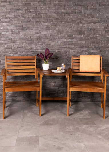 Charles Bentley FSC Acacia Wooden Companion Seat with Parasol Hole Shelf