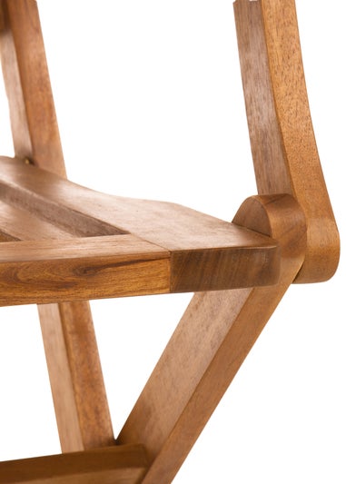 Charles Bentley FSC Acacia Wooden Pair of Foldable Outdoor Dining Armchairs