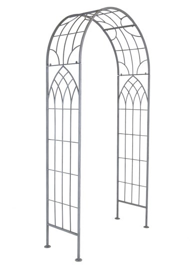Charles Bentley Decorative Wrought Iron Arch Grey (H211cm x W103cm x D36cm)
