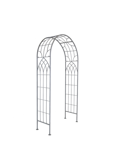 Charles Bentley Decorative Wrought Iron Arch Grey (H211cm x W103cm x D36cm)