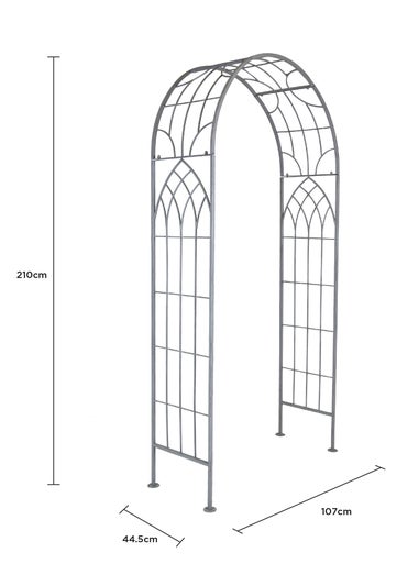 Charles Bentley Decorative Wrought Iron Arch Grey (H211cm x W103cm x D36cm)