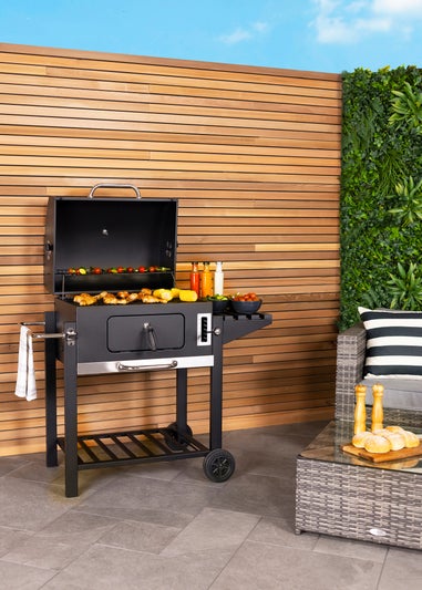 Charles Bentley American Large Portable Grill Charcoal BBQ Black (H108cm x L114cm x W63cm)