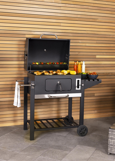 Charles Bentley American Large Portable Grill Charcoal BBQ Black (H108cm x L114cm x W63cm)
