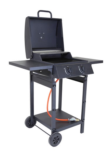 Charles Bentley Deluxe Auto Ignition 2 Burner Gas BBQ Grill Steel Barbecue