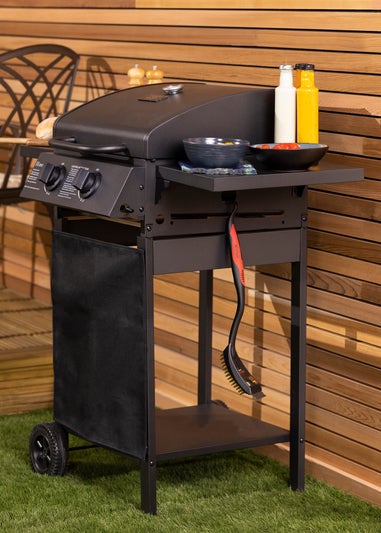 Charles Bentley Deluxe Auto Ignition 2 Burner Gas BBQ Grill Steel Barbecue