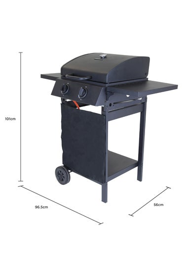 Charles Bentley Deluxe Auto Ignition 2 Burner Gas BBQ Grill Steel Barbecue