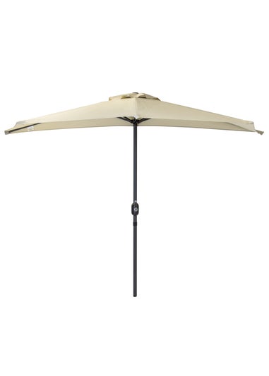 Charles Bentley Beige Metal Garden Balcony Half Umbrella With Crank Turn (H235cm x L135cm x W270cm)