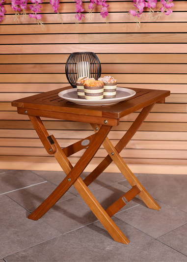 Charles Bentley Wooden Square Foldable Table FSC Certified (H50cm x W45cm x D45cm)