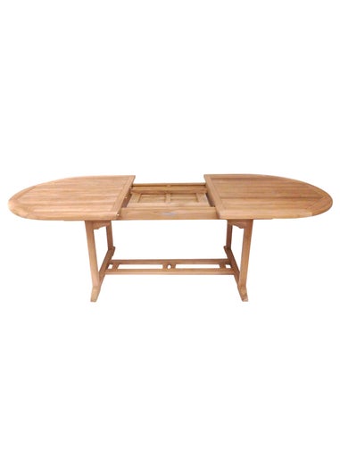 Charles Bentley Solid Wooden Teak Garden Patio Oval 6-8 Seater Extendable Table