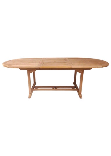 Charles Bentley Solid Wooden Teak Garden Patio Oval 6-8 Seater Extendable Table