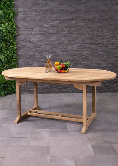Charles Bentley Solid Wooden Teak Garden Patio Oval 6-8 Seater Extendable Table