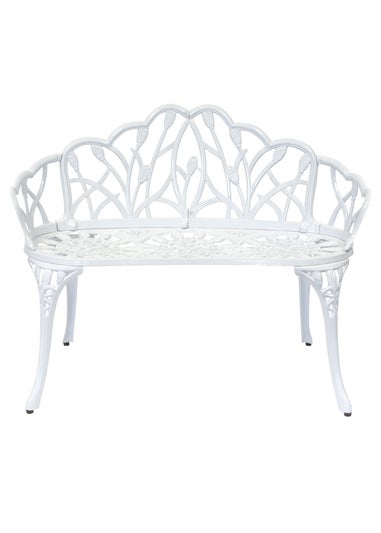Charles Bentley White Tulip Cast Aluminium Metal 2 Seats Garden